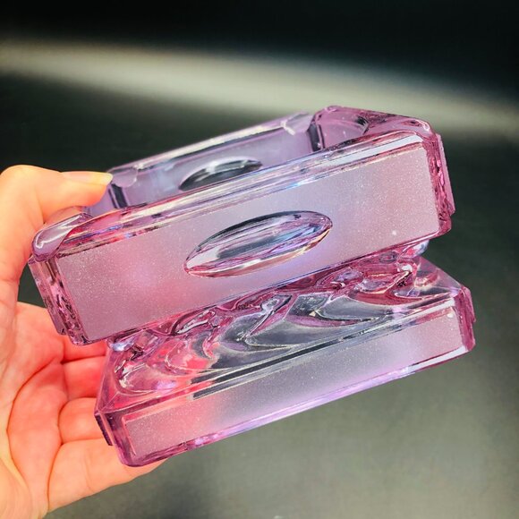 Vintage 60s Neodymium Glass Ashtray: Reversible Catch All Bowl - MCM Collectible - Picture 3 of 10